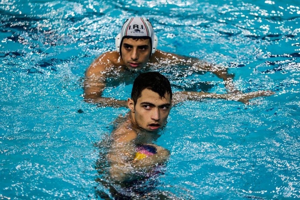 Amirhossein Heidari with Iran national water polo teammates